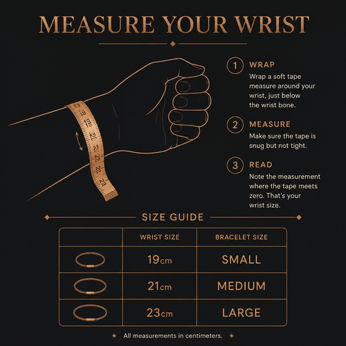 How to measure your wrist — sizing guide 19cm/21cm/23cm