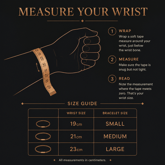 How to measure your wrist — sizing guide 19cm/21cm/23cm
